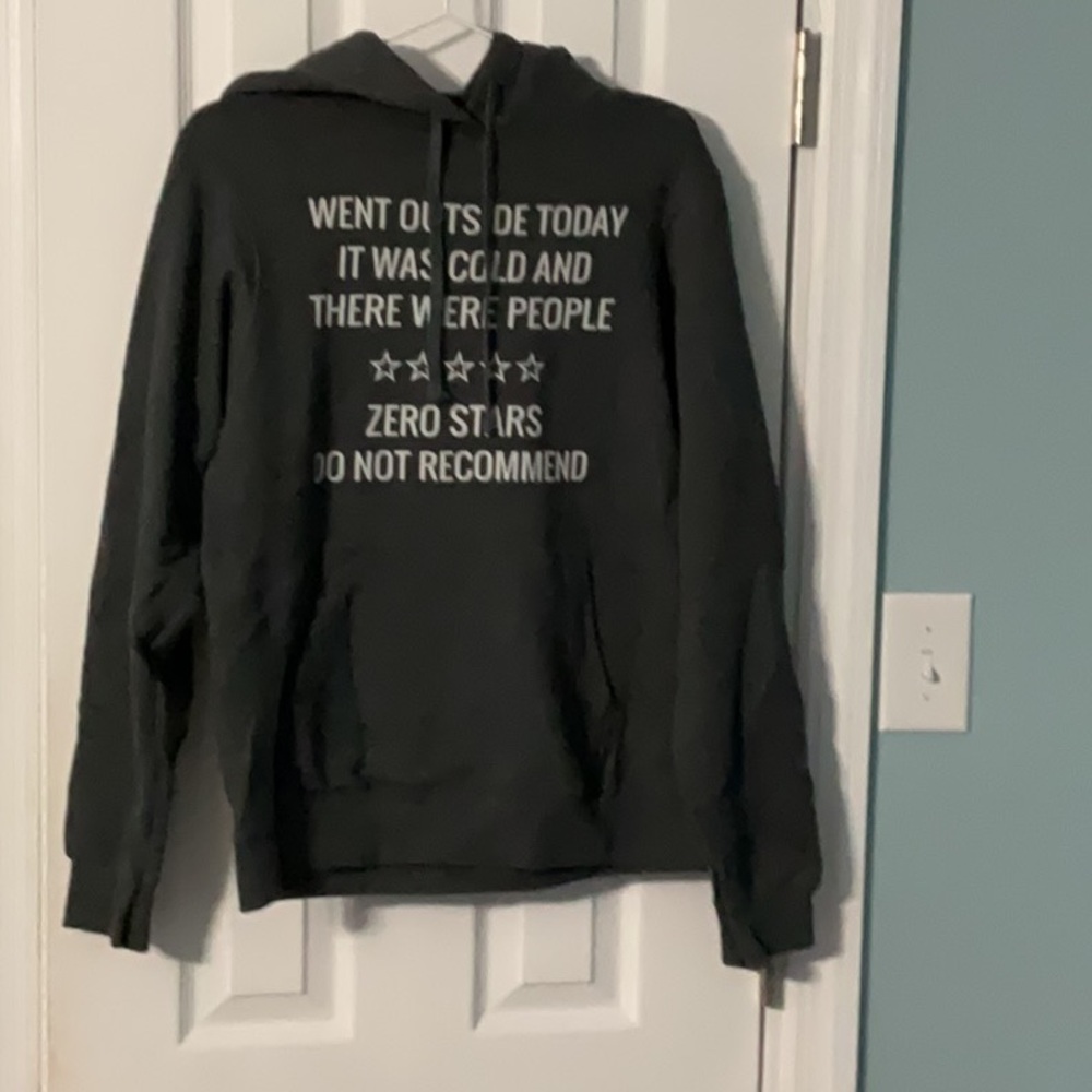 Port & Company Grey Hoodie Sweatshirt Women’s Small Anti Social Wording